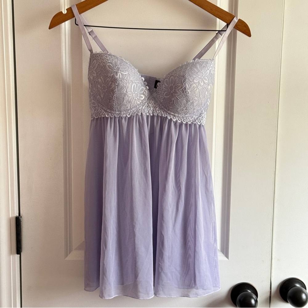 Rene Rofe Lavender Lace Chemise Lingerie Size M